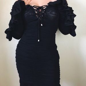 Sexy Off The Shoulder Ruffle Mesh Dress